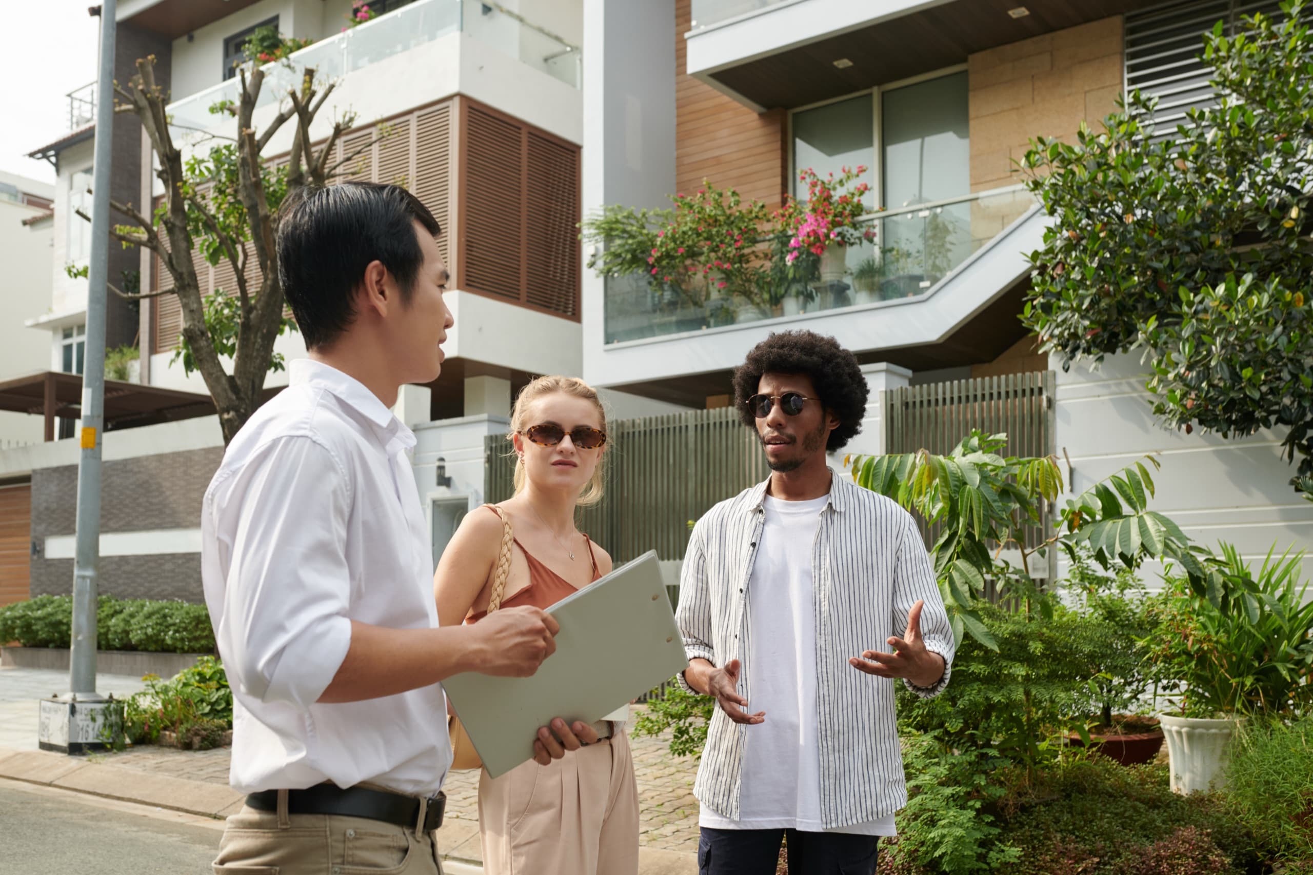 Property manager meeting with property owners to answer questions