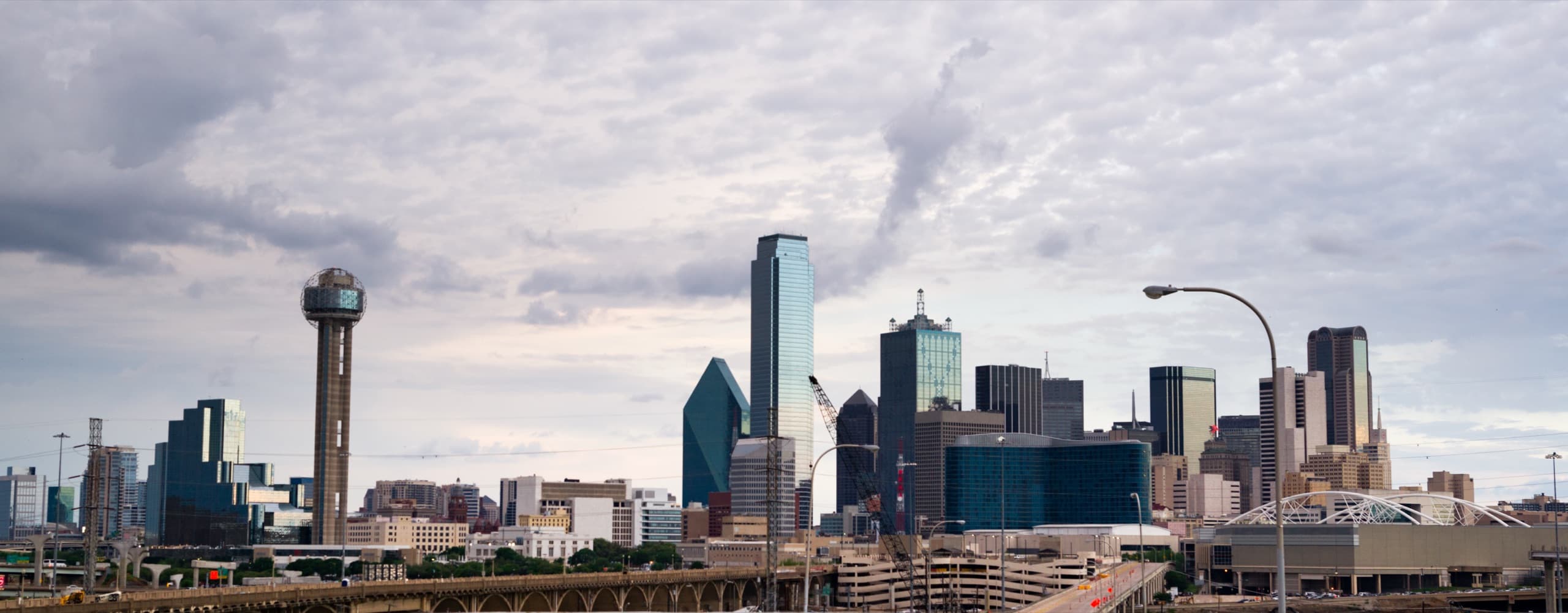 Panoramic view of Dallas Texas under dramatic sky