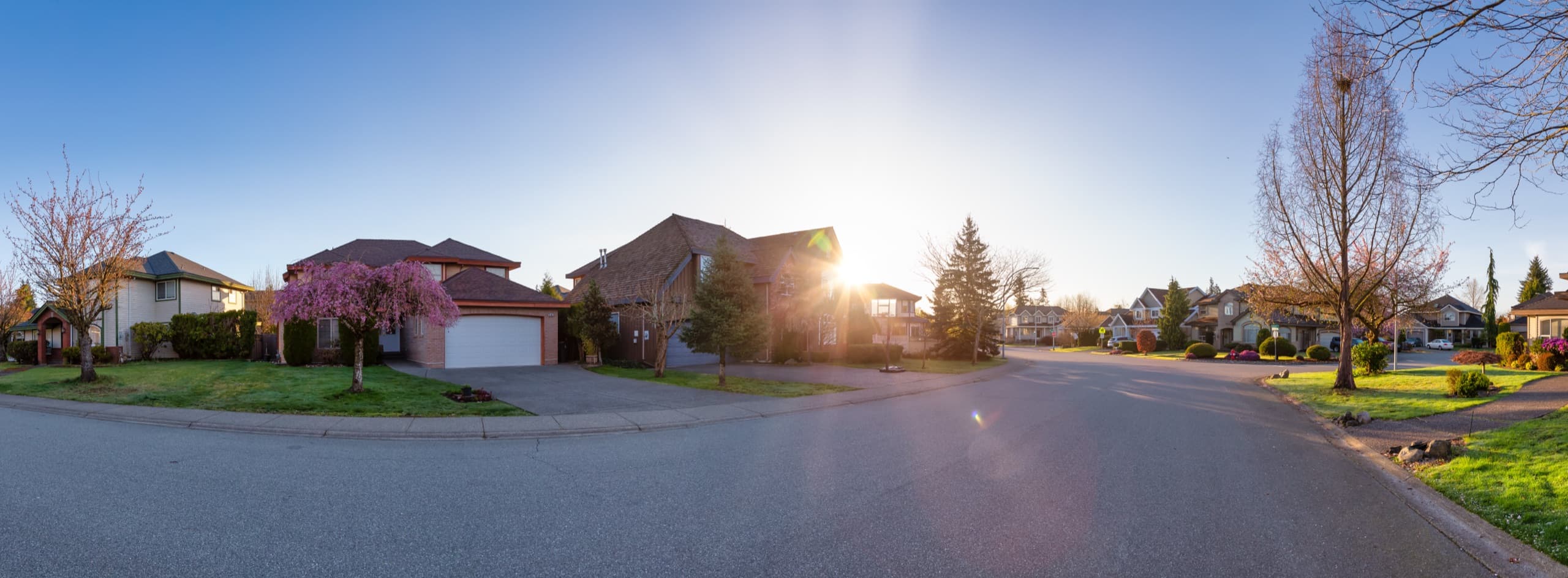 Residential neighborhood street in modern suburb