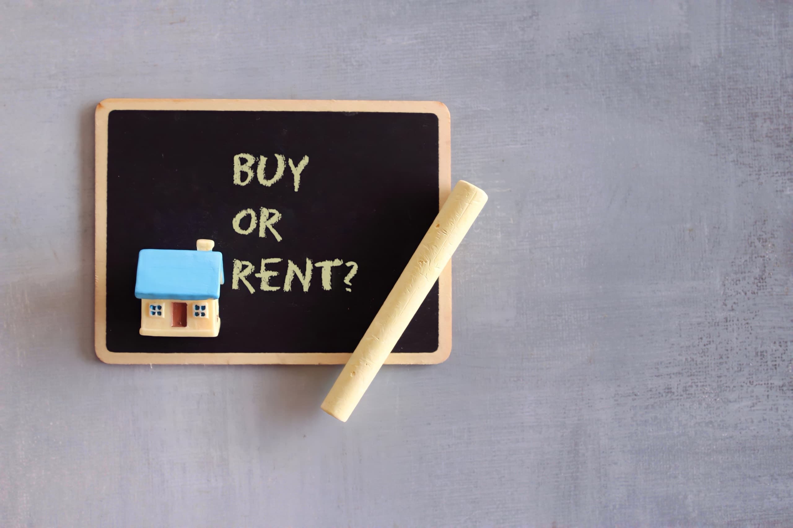 Buy or rent decision chalkboard